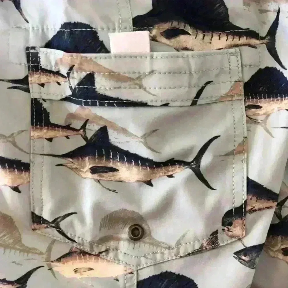 J. Crew Mens Marlin Print Flex Swimwear Trunks Size 29